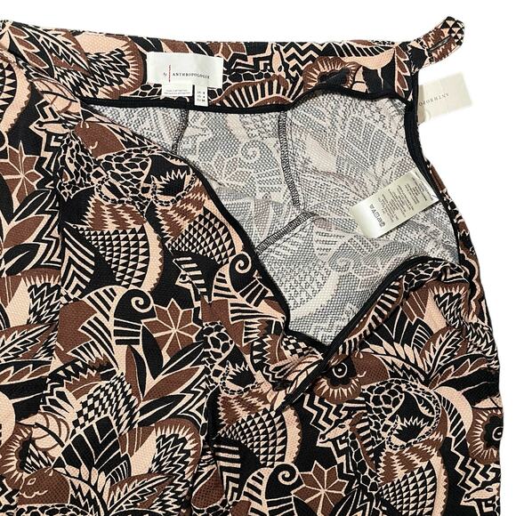 NEW Anthropologie Drapey Flare Pants Viscose Brown Motif Jungle Print - Size 4 - Picture 10 of 16